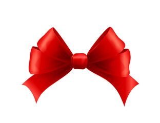 Decorative red bow isolated on white background. Vector illustration