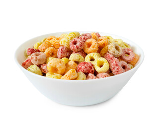 Colorful fruity breakfast cereal