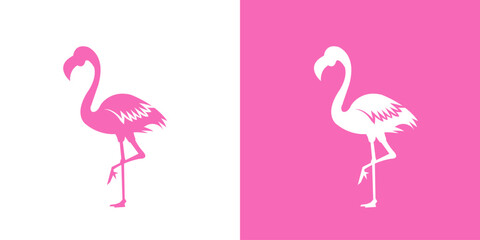 Flamingo Silhouette  Pink and White Design Set