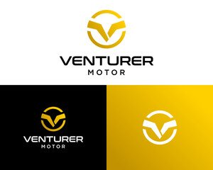 Motorcycle industry monogram V letter design logo.

