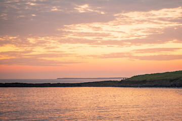 Streedagh Beach sunset with Atlantic ocean horizon