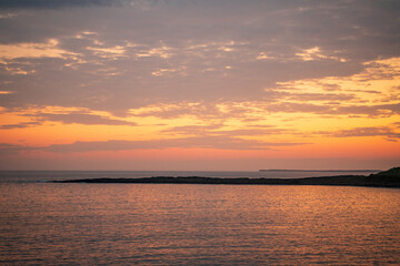 Streedagh Beach sunset with Atlantic ocean horizon