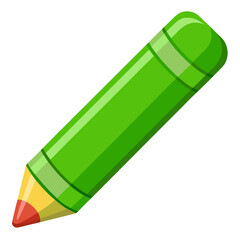 Glossy olive green crayon illustration