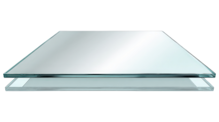 Frameless mirror with beveled edges, modern style, top view isolated on a Transparent background, PNG file.