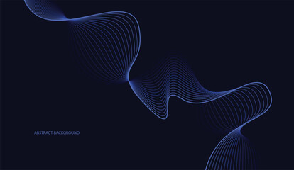 Blue Abstract Curved Line Wave Pattern with Smooth Flow on Dark Background