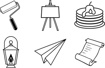 Art and Creativity Supplies Line Icons