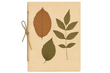 Dried leaves displayed on vintage paper with transparent background