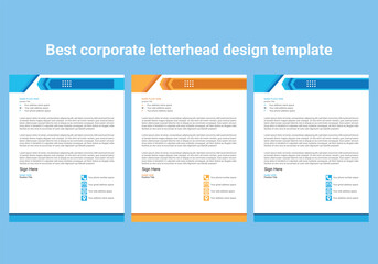 Clean and professional corporate company business letterhead template design with color variation bundle. Clean and professional corporate company business letterhead template design.