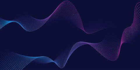 Dynamic Spectrum Flow with Blue and Violet Wave Lines on Dark Canvas