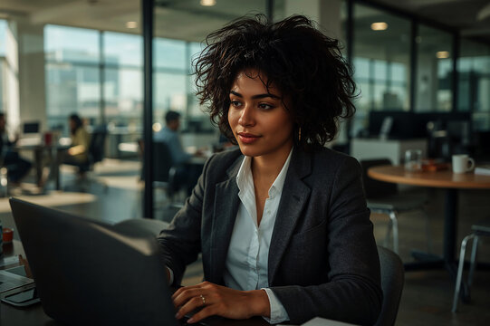 Smiling Professional African American Woman in Casual Office Attire ...