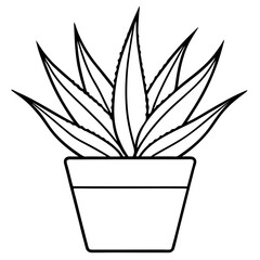 Aloe Vera Plant Outline in Pot – Minimal Vector