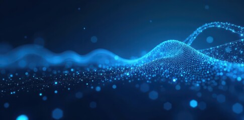 Abstract blue tech line, spinning data, internet background, technology, stream, wave