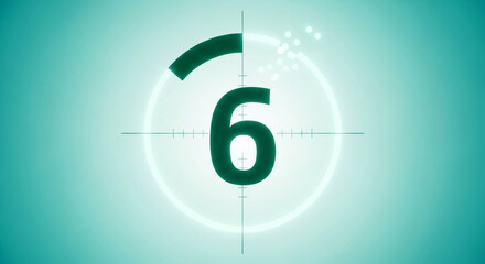 A modern digital countdown timer with a disintegrating progress bar showing the number six perfect for a stylish and futuristic lead-in to a New Year's event