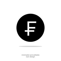 Swiss franc currency symbol isolated on transparent background