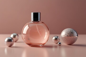 Perfume bottle mockup on plain background