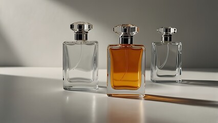 Perfume bottle mockup on plain background