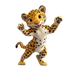 Friendly 3D Jaguar Isolated on White Background