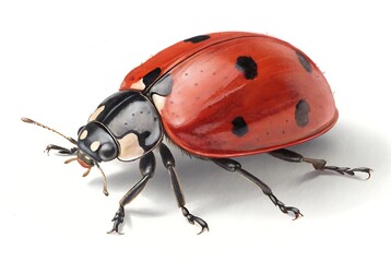 A detailed close up of a ladybug on white background