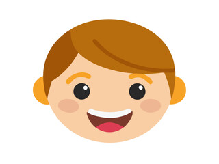 Fototapeta premium Boy emoji with short hair and smiling face, cartoon vector illustration, flat design.