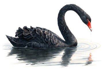 Fototapeta premium A black swan swimming gracefully in the water