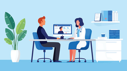 Fototapeta premium Online Doctor Consultation Patient and Doctor in a Virtual Health Setting