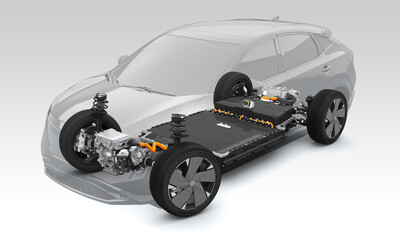 EV Chassis with Motor, Battery, and Transmission Components