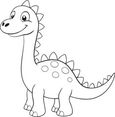 Cute cartoon long neck dinosaur isolated on white background