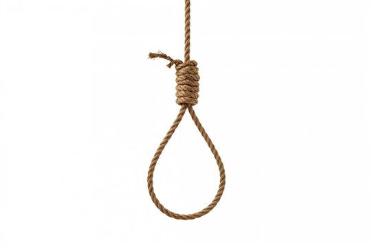 Solitary brown gallows against a white background