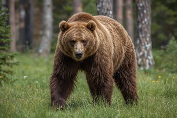 Fototapeta premium The brown bear, also known as Ursus arctos, is a carnivorous mammal belonging to the bear family and ranks among the biggest terrestrial predators.