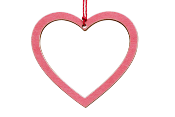 Empty Red Heart Frame Hanging isolated on white transparent background