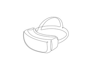 Vr continuous line. Continuous one line drawing of virtual reality. Virtual game concept concept. Single line drawing