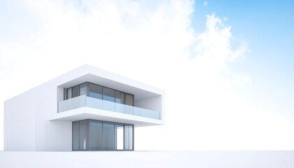 Modern house against a bright sky