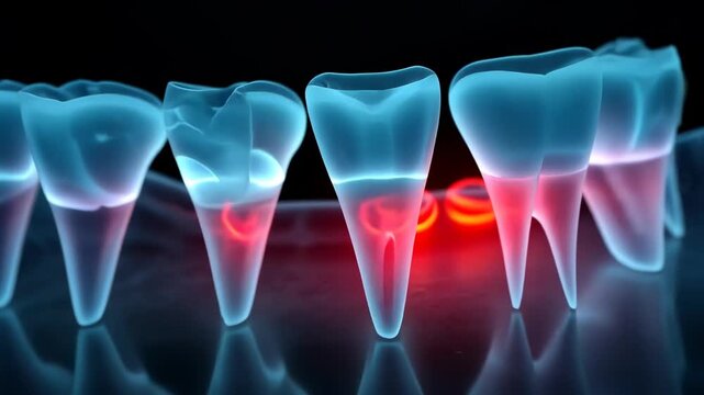 dental x-ray, tooth anatomy, gum inflammation. Dental health. Missing tooth affects jaw alignment. Radiographs detect hidden tooth decay. Gum disease leads to bone loss.