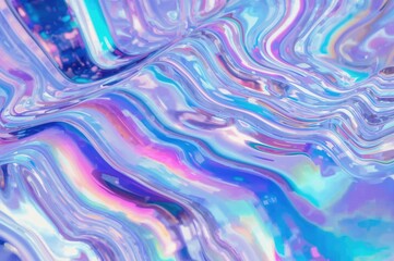 Obraz premium Vibrant holographic neon backdrop with swirling pastel waves