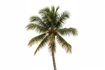 Fototapeta premium Curved palm tree set against a white backdrop