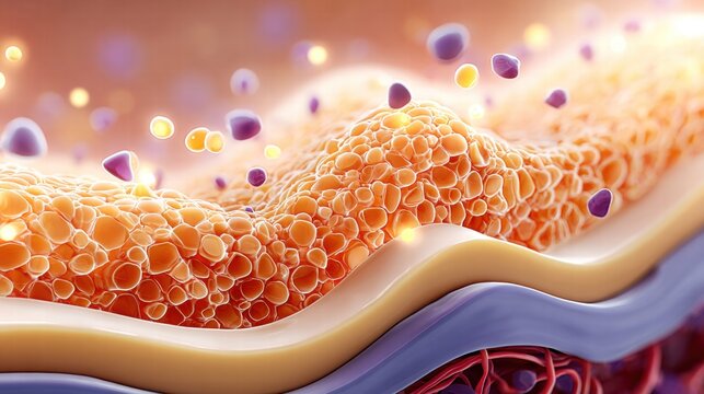 Detailed illustration of human cells and tissue, perfect for scientific or medical use.