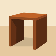 Minimalist brown wooden stool with clean lines for modern interior design projects and furniture catalogs
