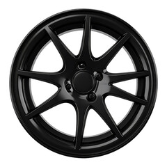 Obraz premium Glossy Black Alloy Car Wheel Rim Isolated on transparent background