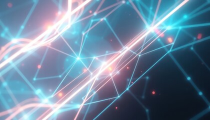 Glowing network of lines and dots symbolizing digital connections, data flow, and modern technology. Perfect for science, tech, and innovative projects.