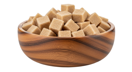 Isolated brown sugar cubes in bowl