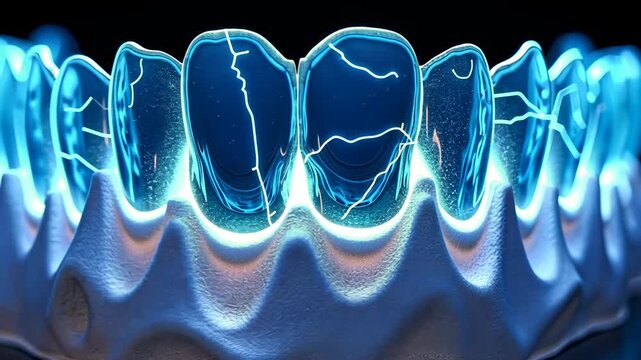 teeth scan, dental imaging, oral health. Dental care. X-rays identify hidden tooth decay. Enamel erosion shown in detailed scan. Gum disease detection through imaging.