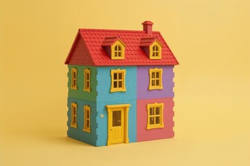Colorful Building Blocks House. Kids' Playthings. Construction and Creativity