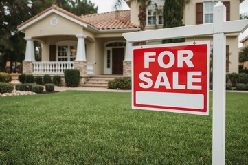 Property for sale sign overlaid with a sold banner in Spanish - For sale, Sold