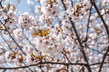Spring cherry blossoms as a backdrop with space for text