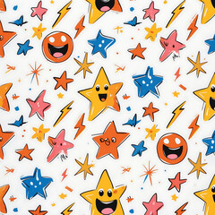 Joyful Stars and Smiley Faces Pattern