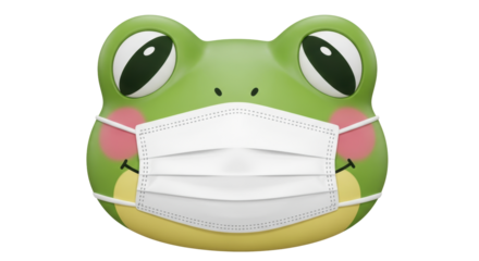 Isolated Cartoon Frog with Face Mask