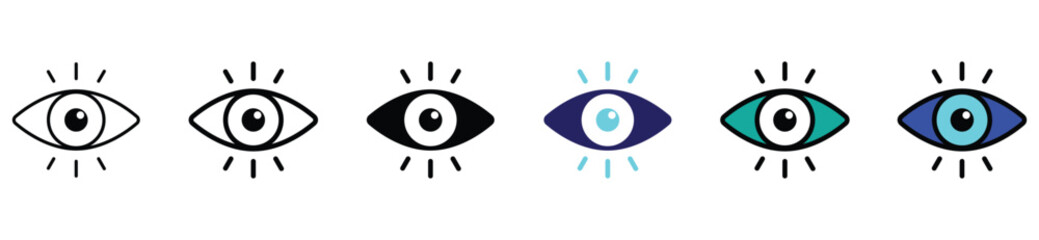 Eye icon set, vision and view symbol collection, watch and monitoring design