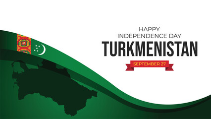 Turkmenistan Independence Day template mockup, vibrant national colors, celebratory design, perfect for greeting cards, posters, social media, and festive promotions.