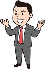 両手を広げて話す男性ビジネスマン