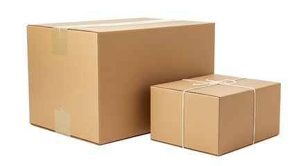 Two cardboard boxes of different sizes on a white background